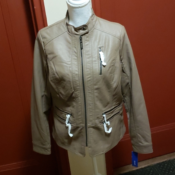 Apt. 9 Jackets & Blazers - APT 9 FAUX LEATHER BROWN JACKET SIZE MEDIUM
